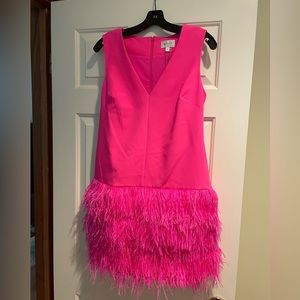 Milly brand hot pink feather dress